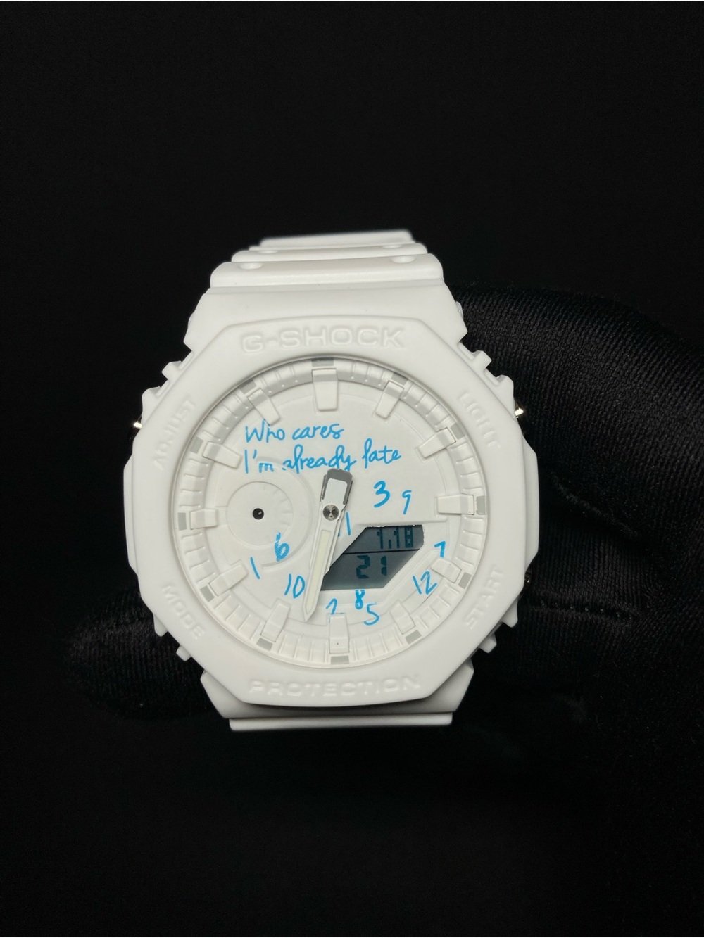 Custom G Shock Blue and White Ga 2100 Model